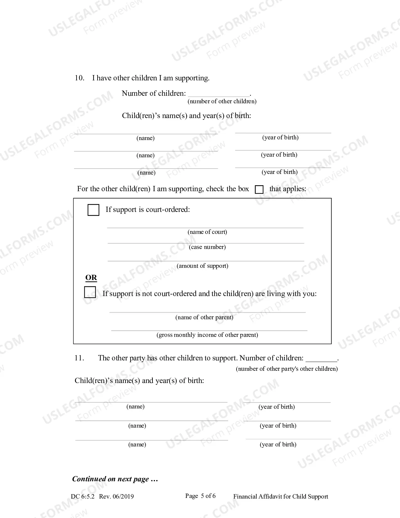 Preview Financial Affidavit For Child Support
