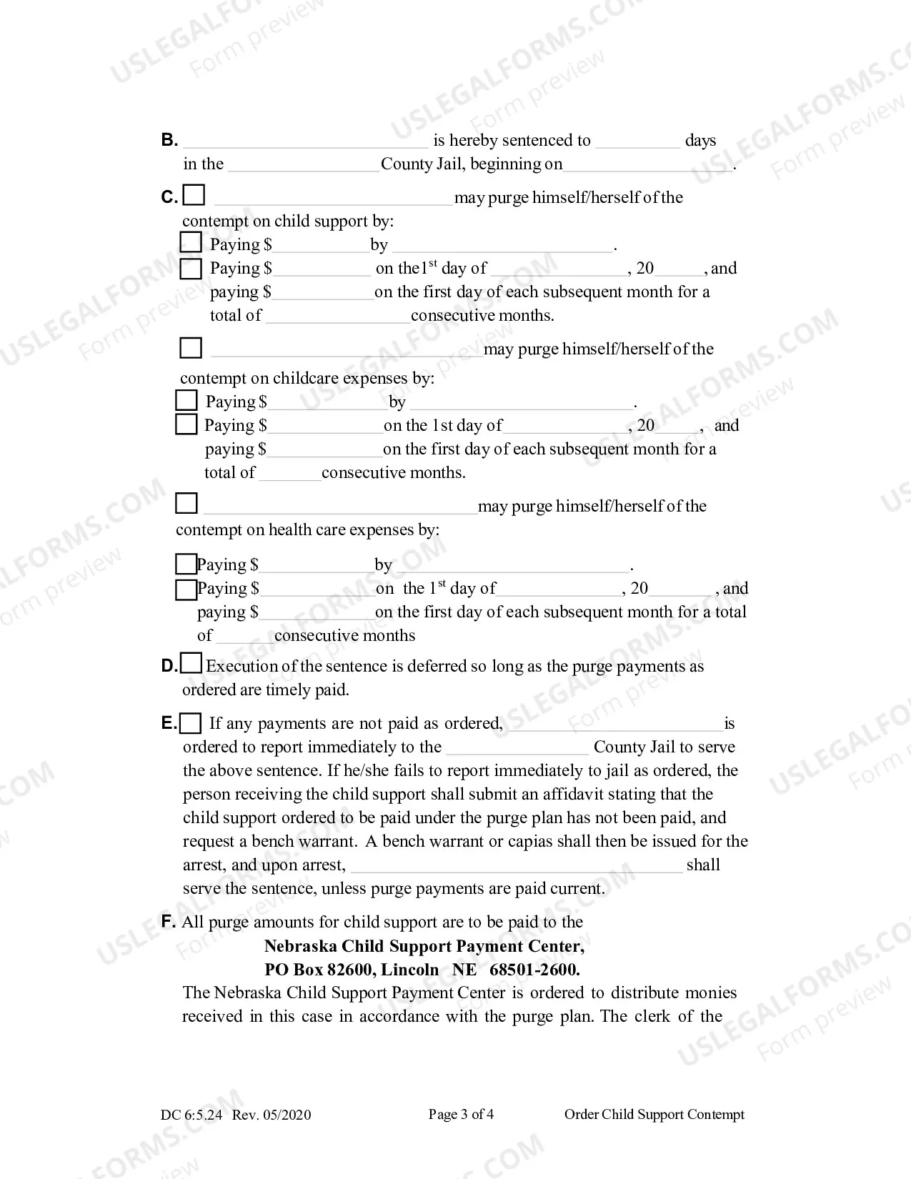Preview Order - Child Support Contempt