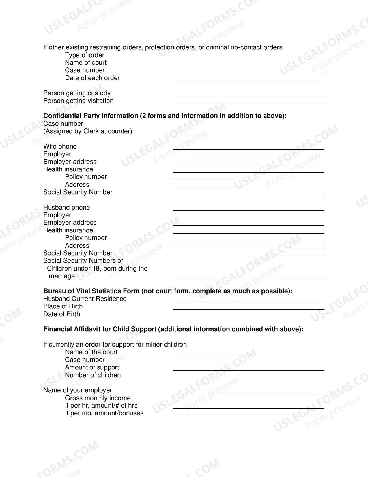 Preview Worksheet - Divorce With Children
