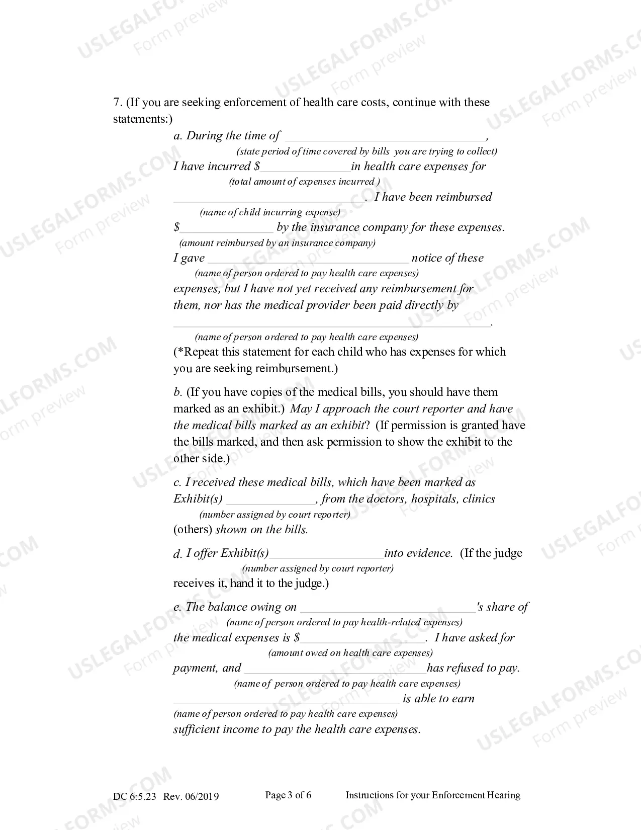 Preview Instructions for Your Enforcement Hearing (Child Support - Contempt) (updated October 2013)