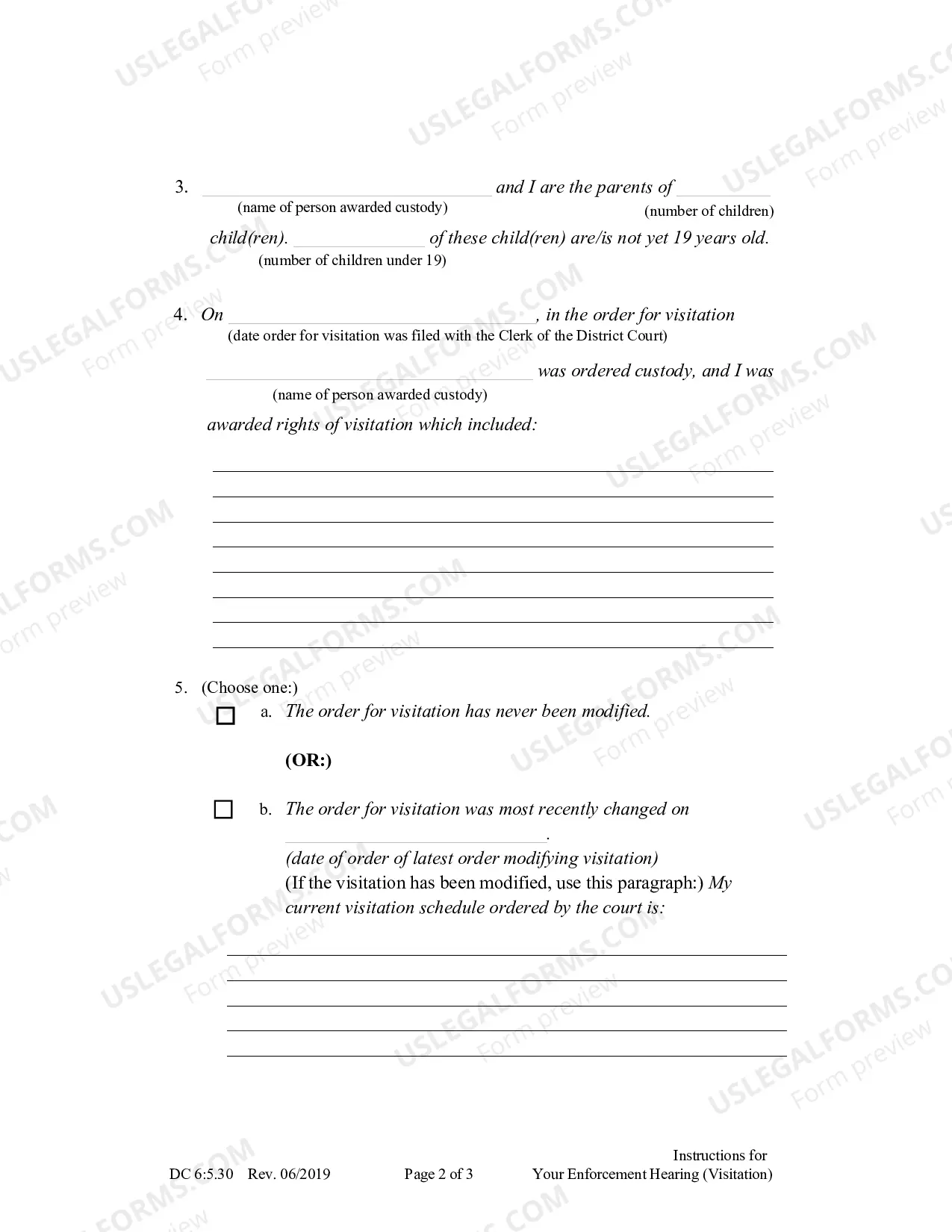 Preview Instructions for Your Enforcement Hearing (Contempt Hearing - Visitation) (updated October 2013)