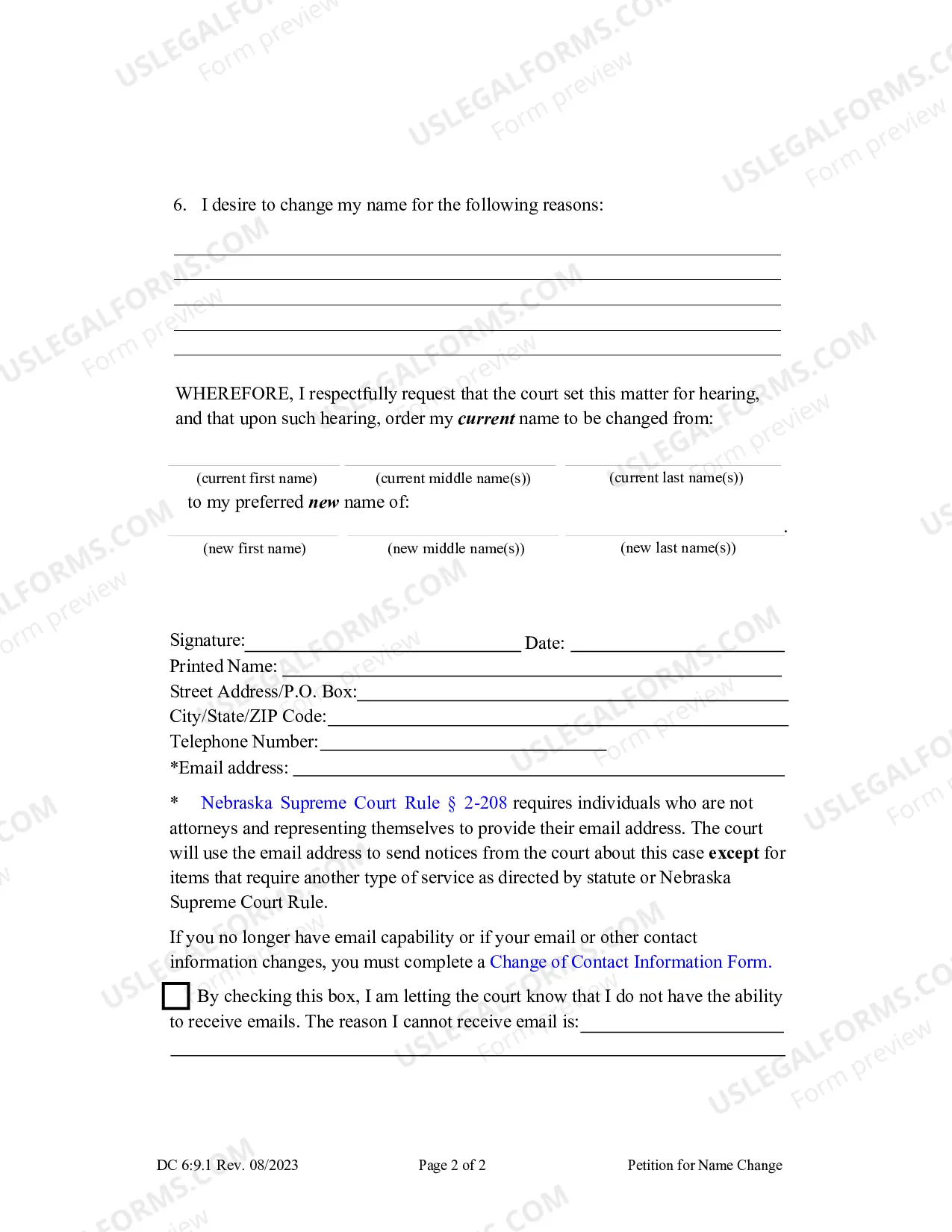 Preview Petition For Name Change (Adult)