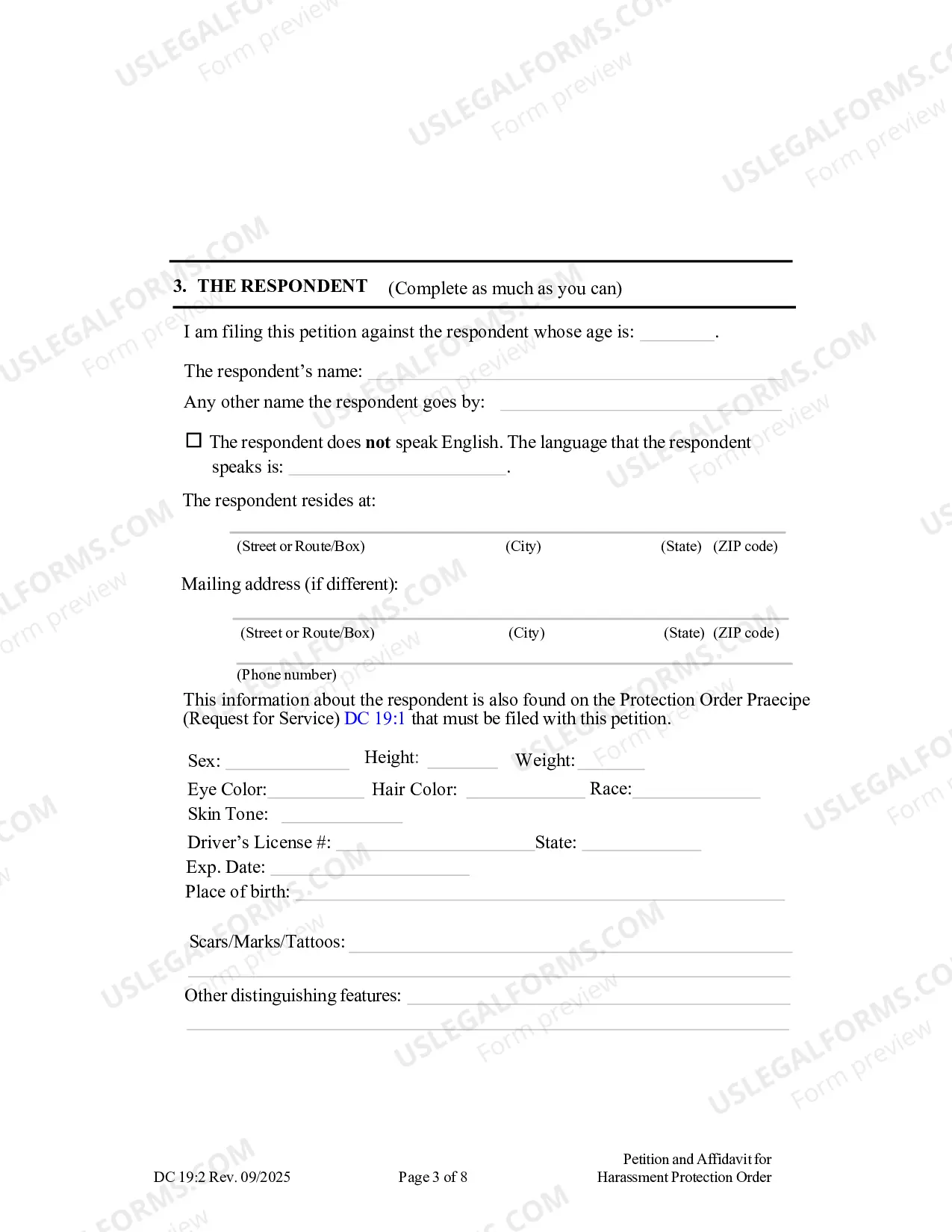 Preview Petition And Affidavit To Obtain Harassment Protection Order