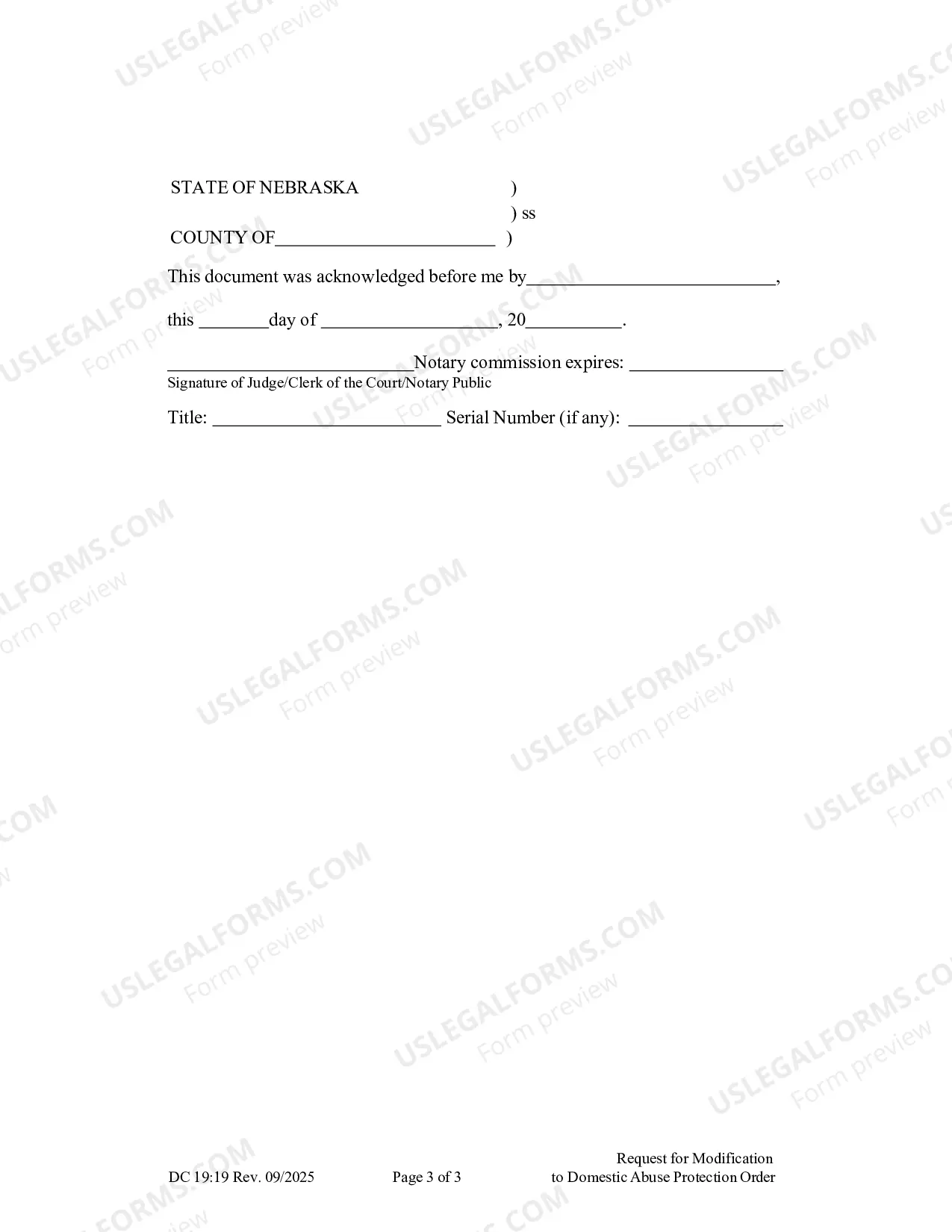 Preview Request For Modification To Domestic Abuse Protection Order