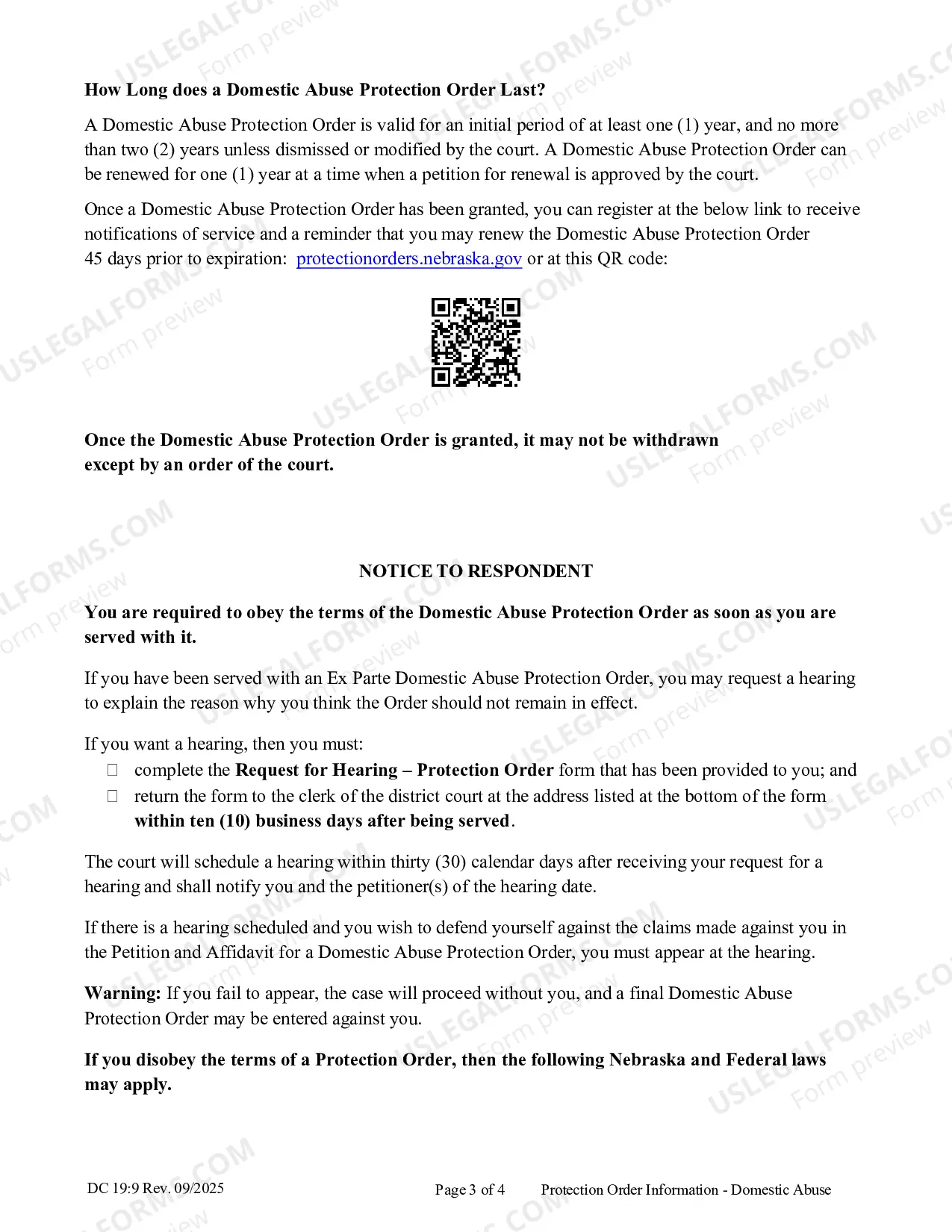 Preview Protection Order Information, Domestic Abuse (updated June 2012)
