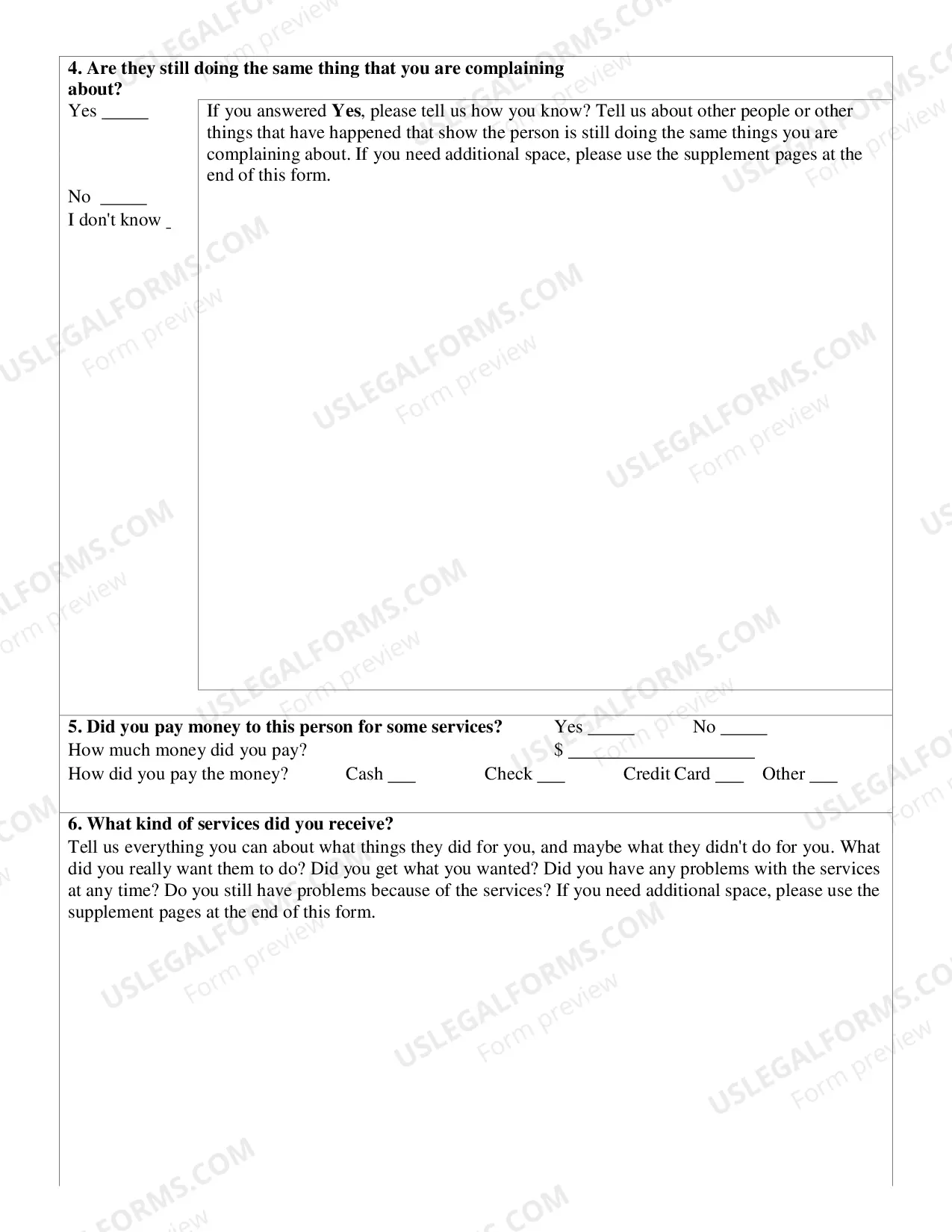 Preview Unauthorized Practive of Law Complaint Form