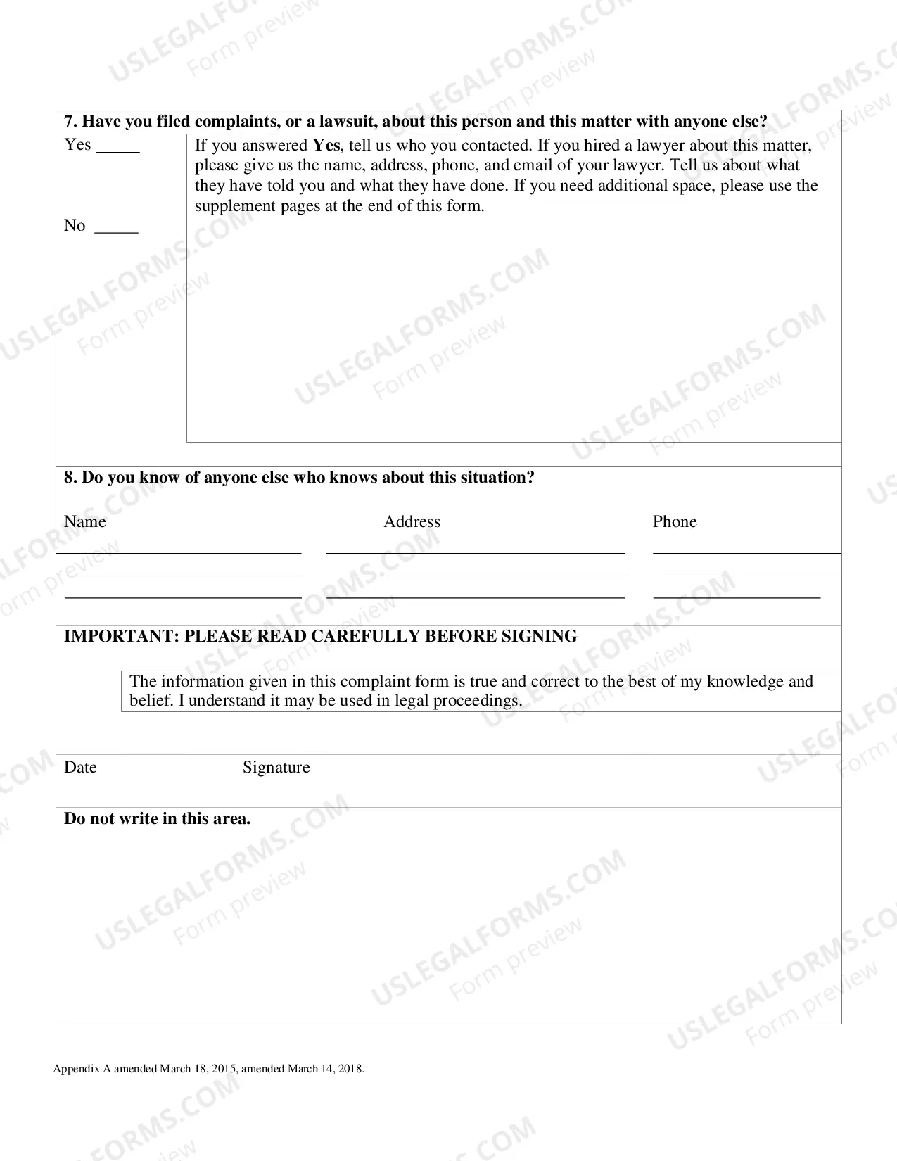 Preview Unauthorized Practive of Law Complaint Form
