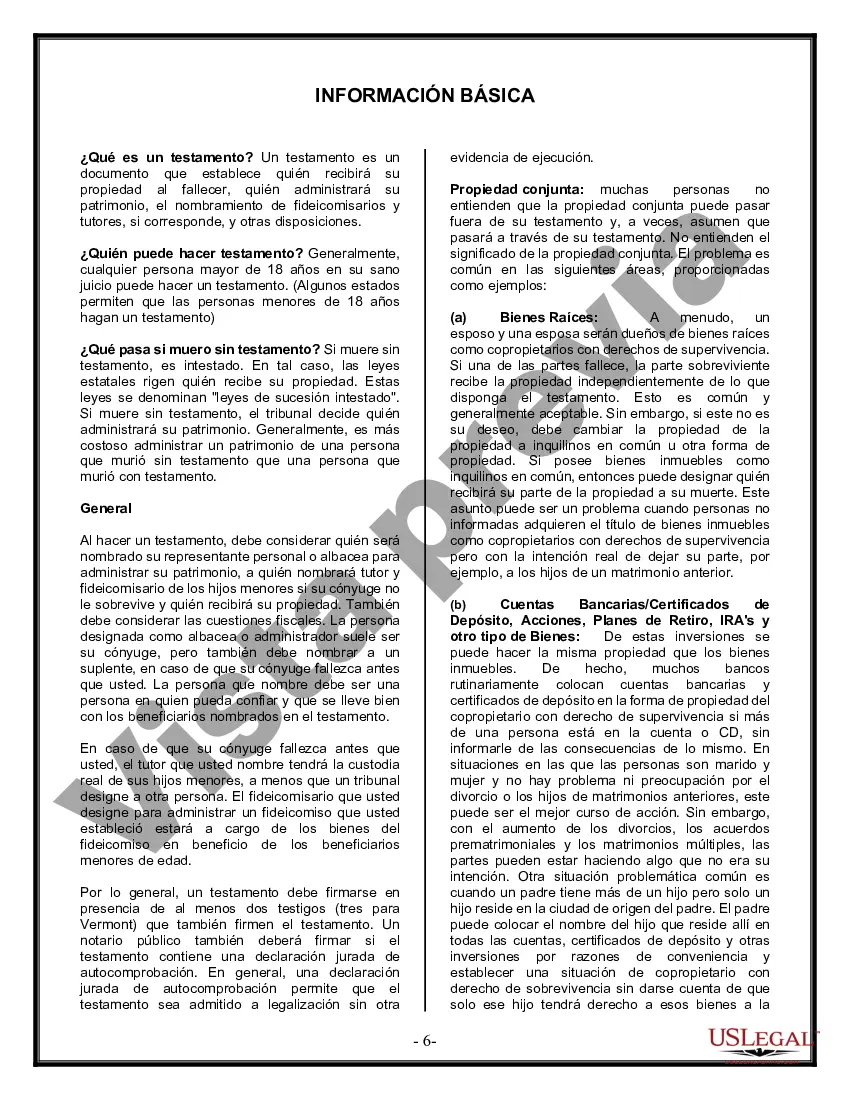 Preview Última voluntad y testamento legal para persona casada con hijos menores de edad de un matrimonio anterior