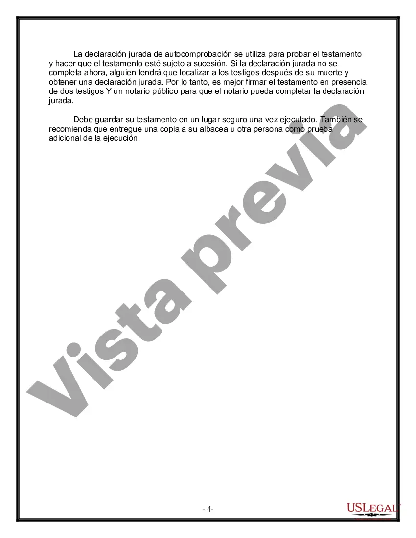 Preview Formulario de última voluntad y testamento legal para una persona casada con hijos adultos de un matrimonio anterior