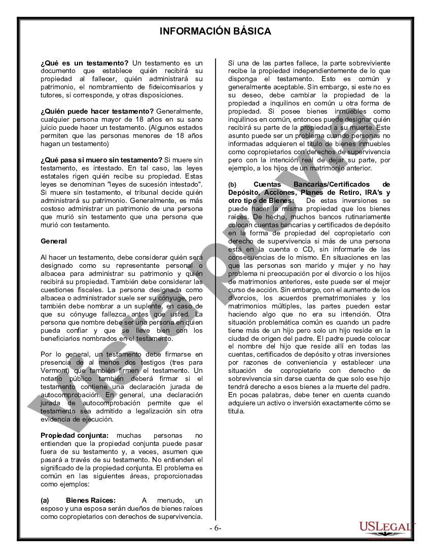 Preview Formulario de última voluntad y testamento legal para una persona casada con hijos adultos de un matrimonio anterior