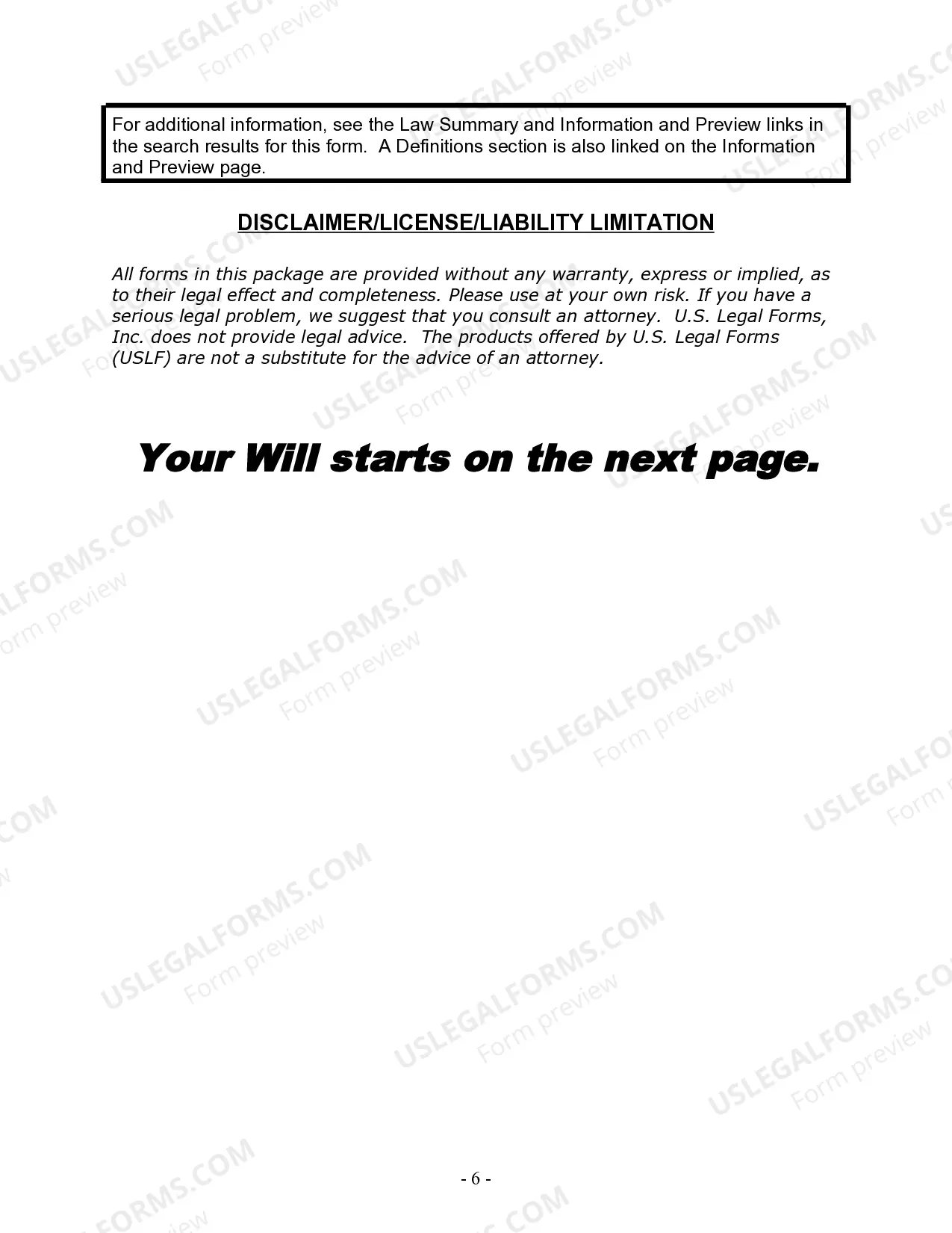 Preview Last Will and Testament for Divorced person not Remarried with Minor Children