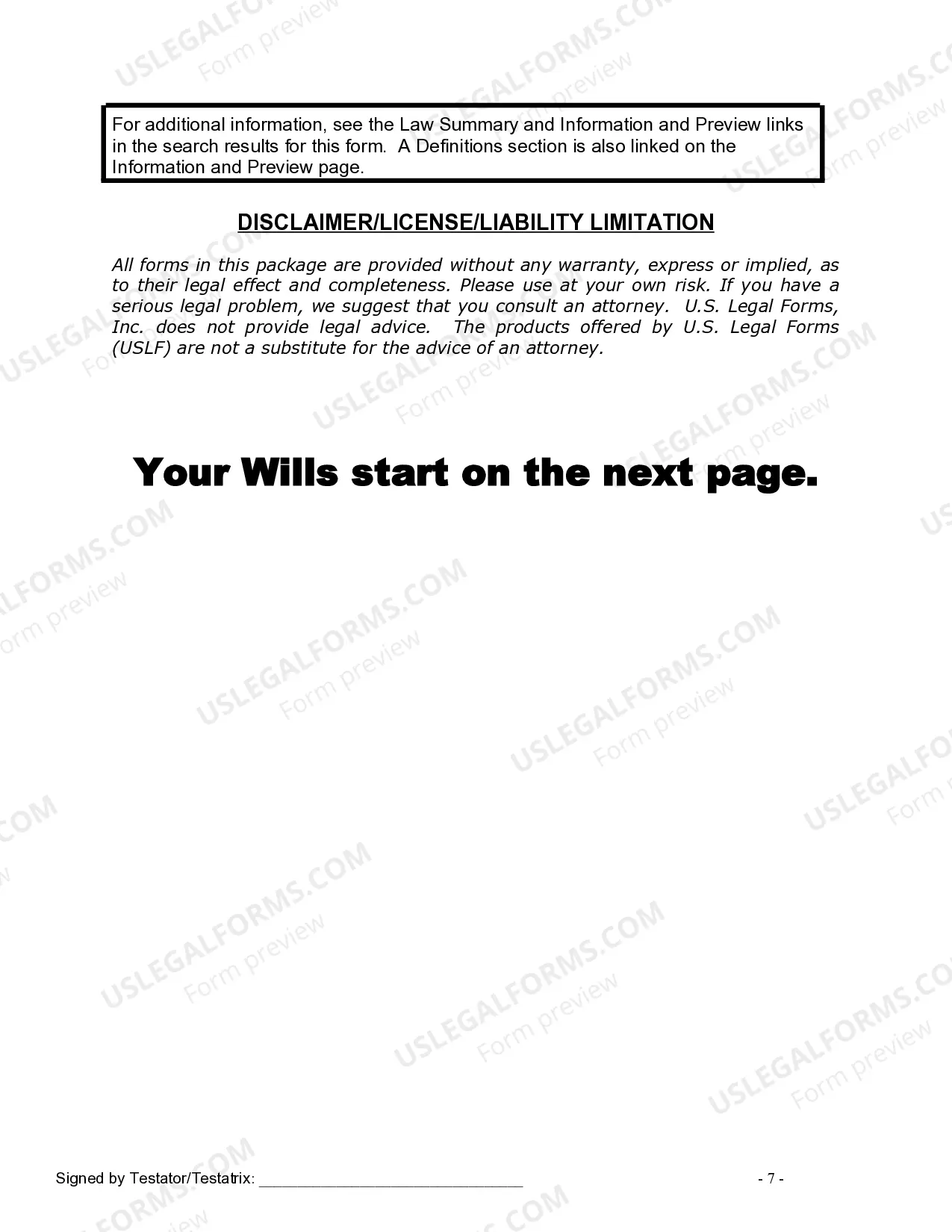 Preview Mutual Wills Package for Married Couple with Adult Children