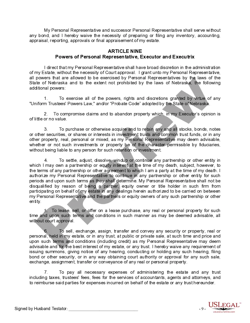 Preview Mutual Wills Package for Married Couple with No Children