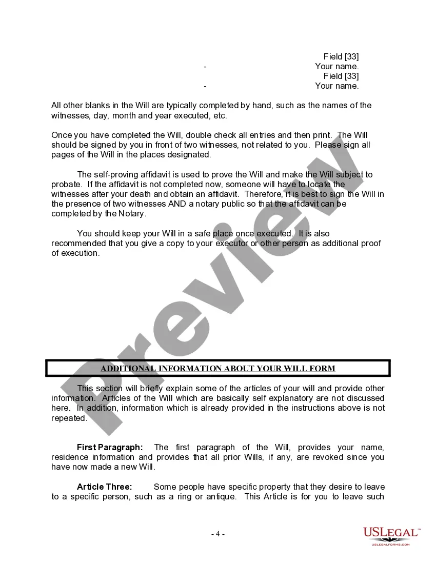 Preview Mutual Wills Package for Married Couple with No Children