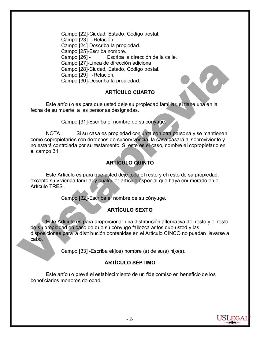 Preview Paquete de Voluntades Mutuas con Últimas Voluntades y Testamentos para Pareja Casada con Hijos Menores
