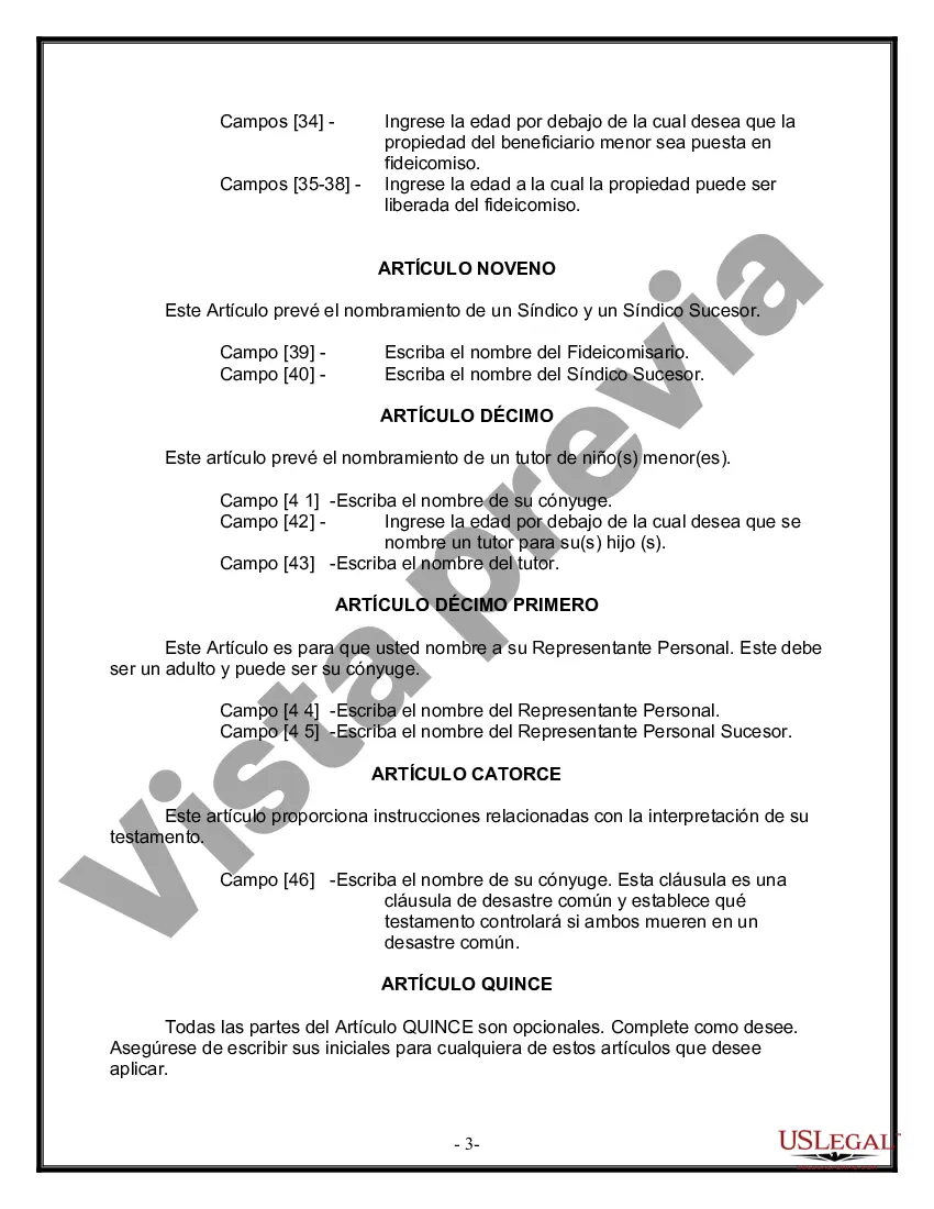 Preview Paquete de Voluntades Mutuas con Últimas Voluntades y Testamentos para Pareja Casada con Hijos Menores