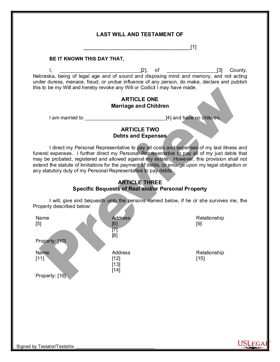 page 6 Legal Last Will and Testament Form for a Married Person with No Children preview