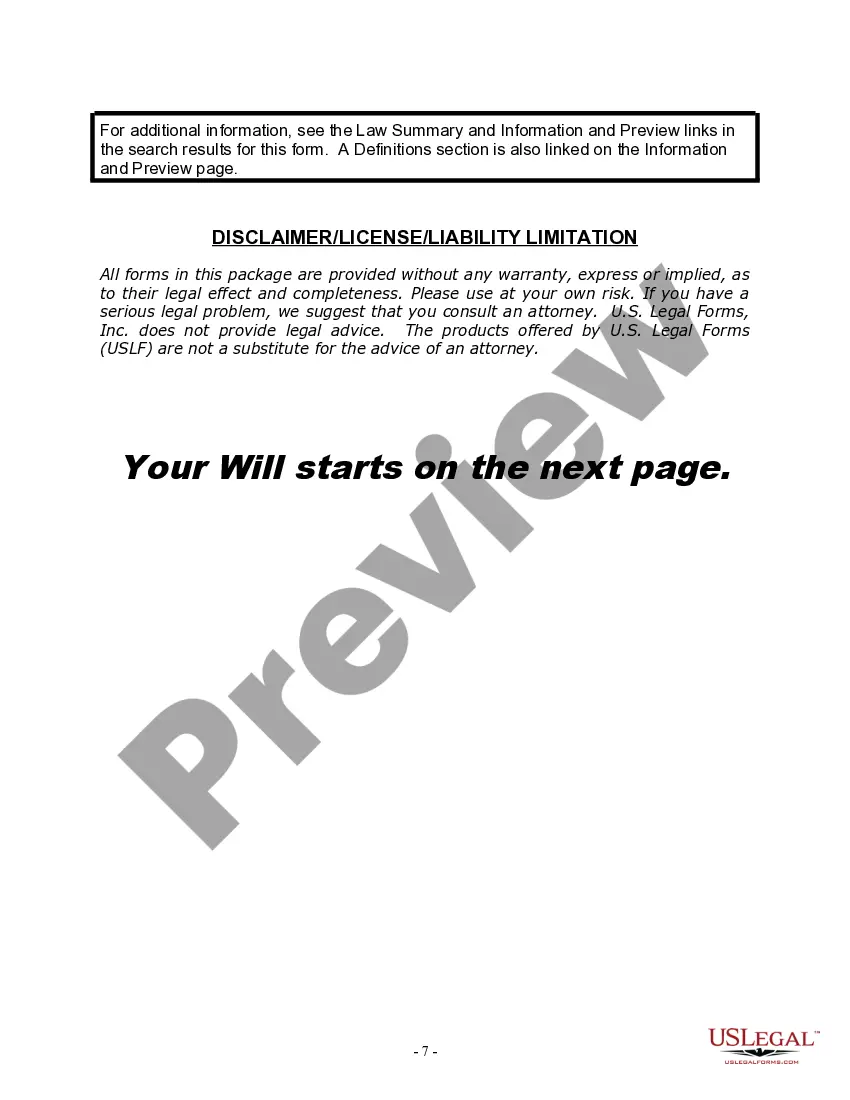 Preview Last Will and Testament for Married Person with Adult and Minor Children