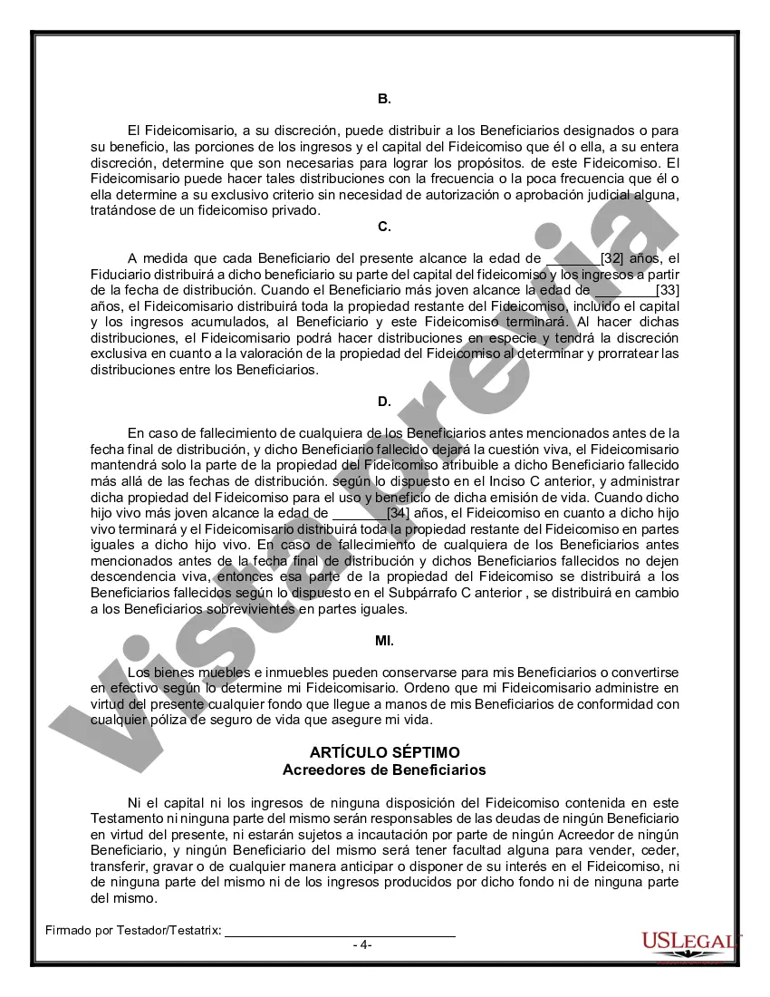 Preview Formulario Legal de Última Voluntad y Testamento para Viuda o Viudo con Hijos Menores