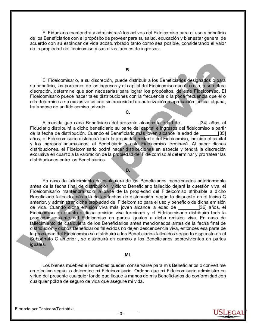 Preview Formulario Legal de Última Voluntad y Testamento para una Viuda o Viudo con Hijos Adultos y Menores