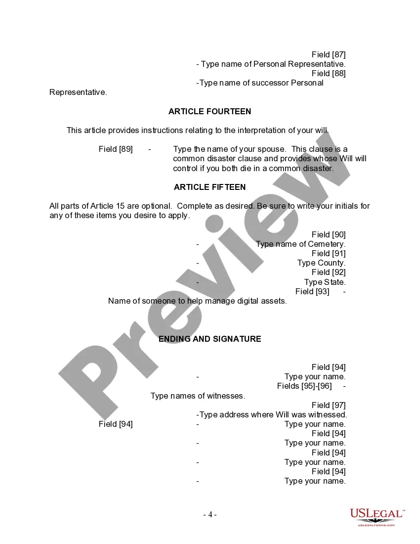 Preview Last Will and Testament for Divorced and Remarried Person with Mine, Yours and Ours Children