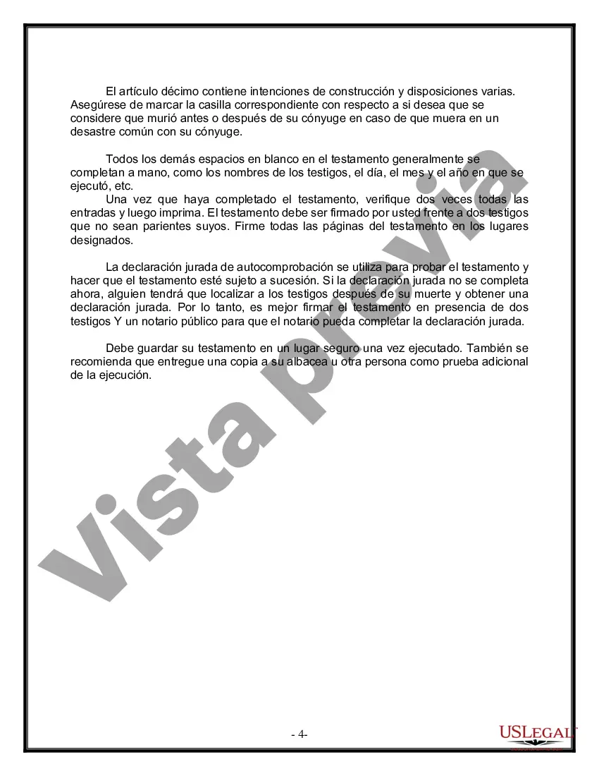 Preview Última voluntad y testamento para otras personas