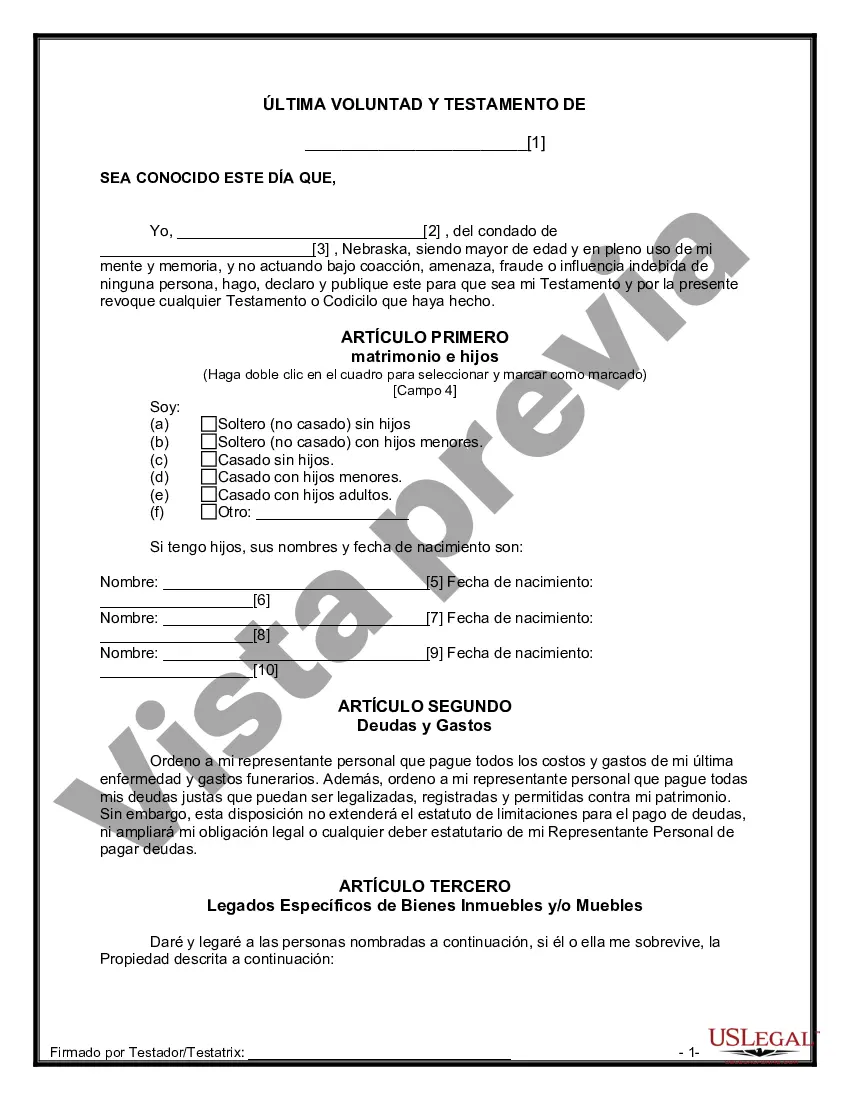 Preview Última voluntad y testamento para otras personas