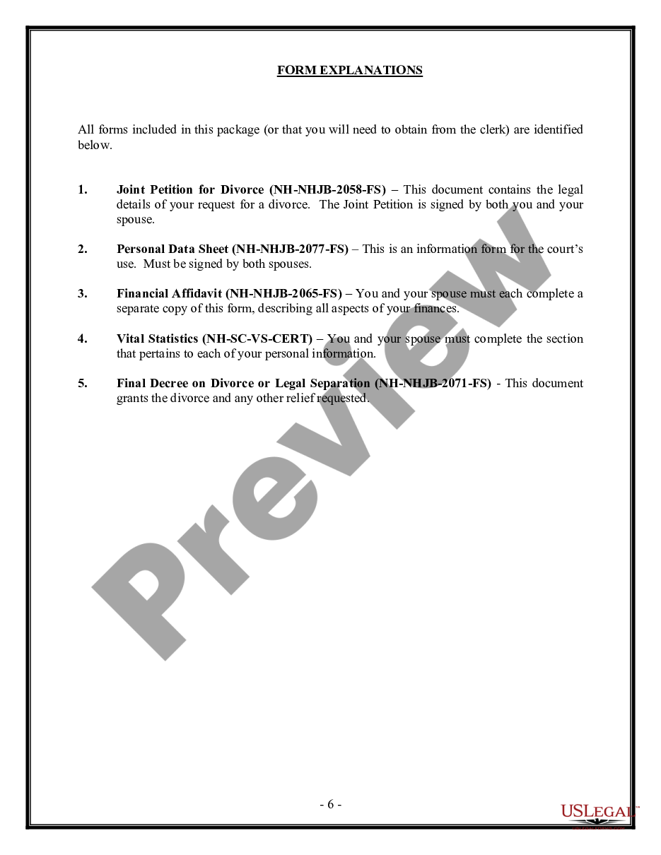 page 5 No-Fault Uncontested Agreed Divorce Package for Dissolution of Marriage with Adult Children and with or without Property and Debts preview