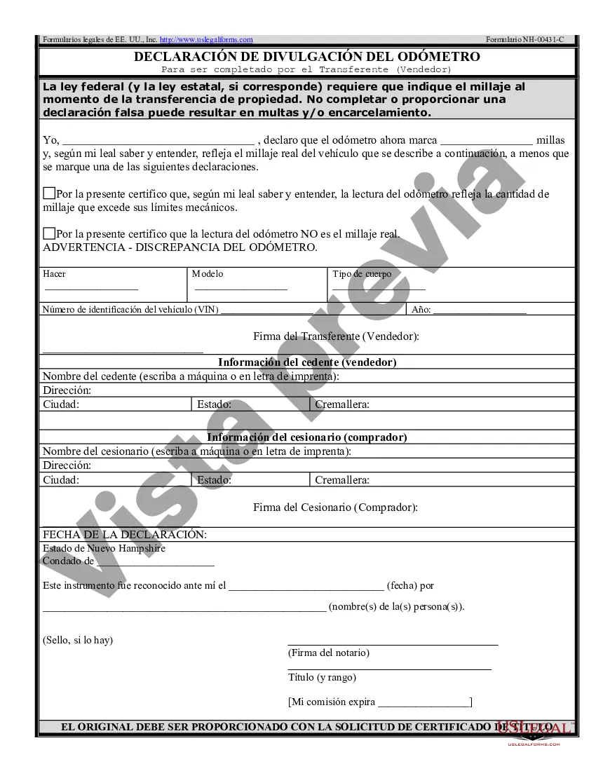 Preview Factura de venta de automóvil o vehículo, incluida la declaración del cuentakilómetros y el pagaré