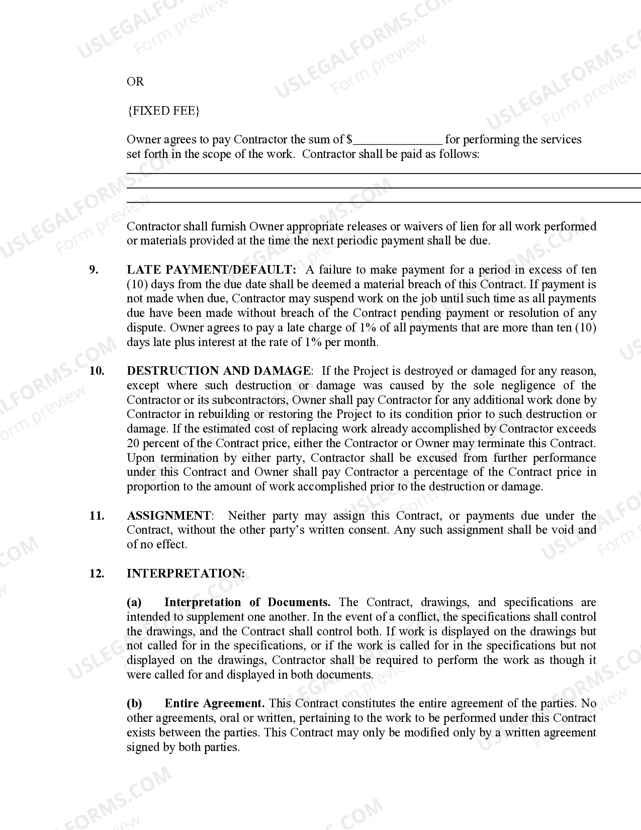 Preview Painting Contract for Contractor