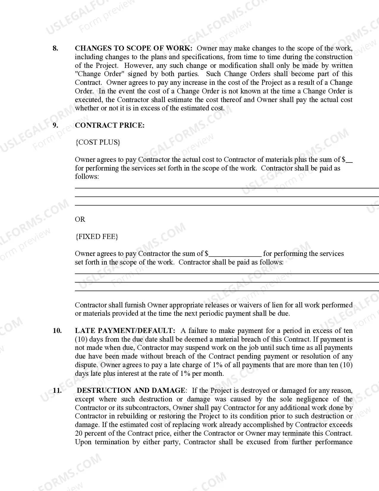 Preview Fencing Contract for Contractor