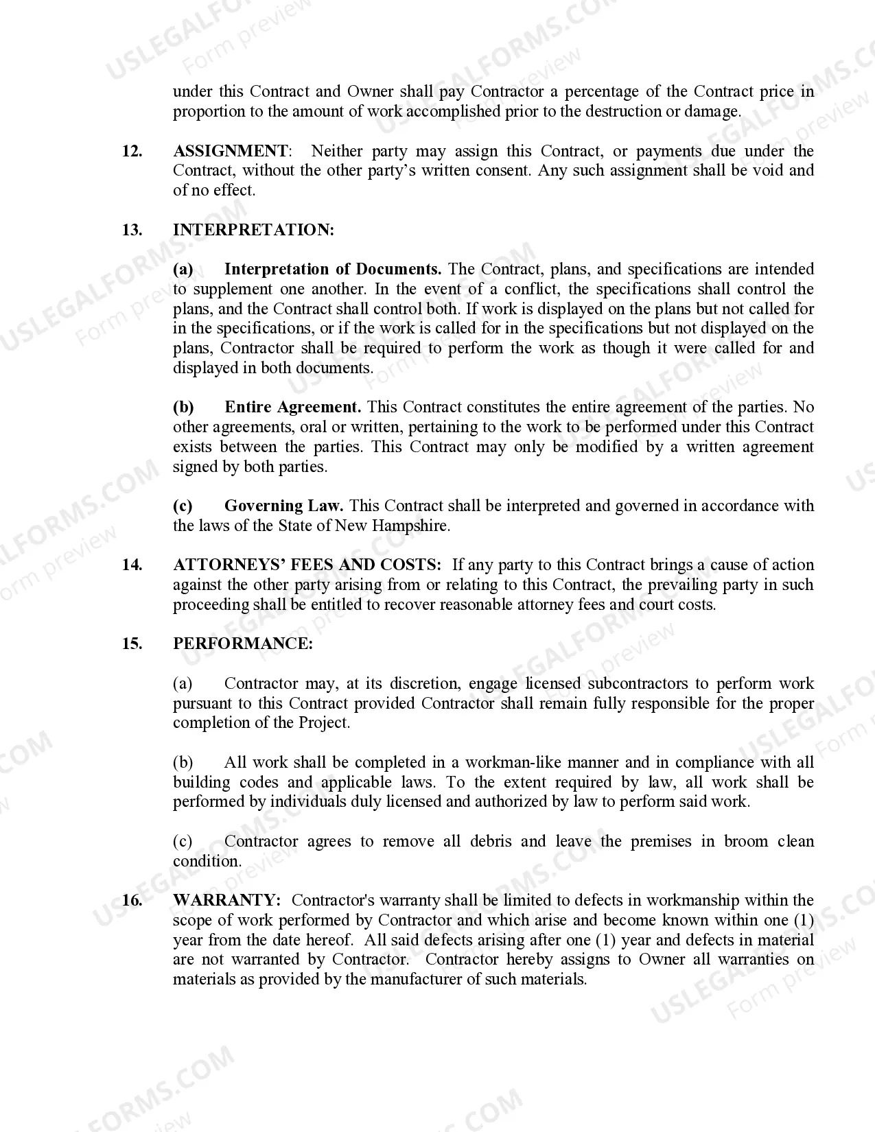 Preview Fencing Contract for Contractor