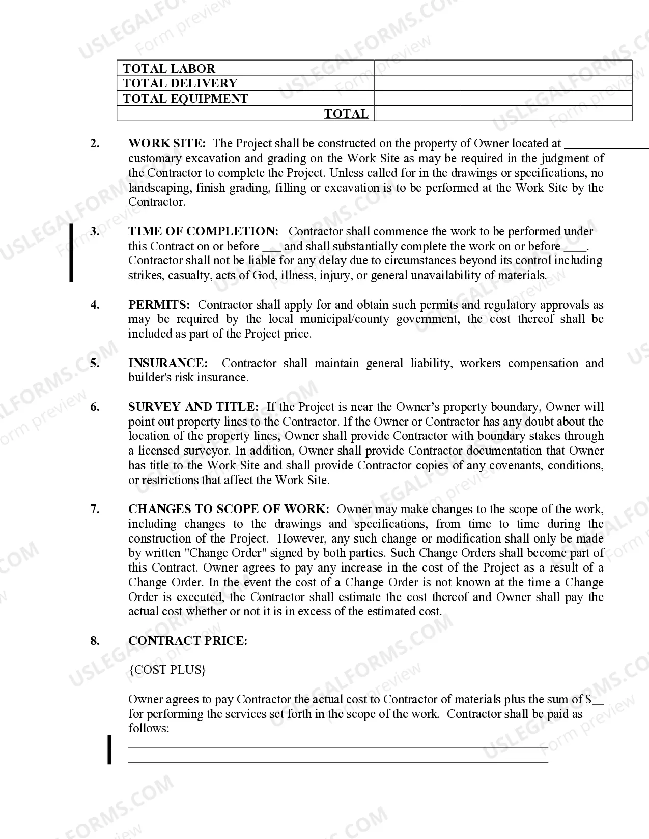 Preview Landscape Contract for Contractor