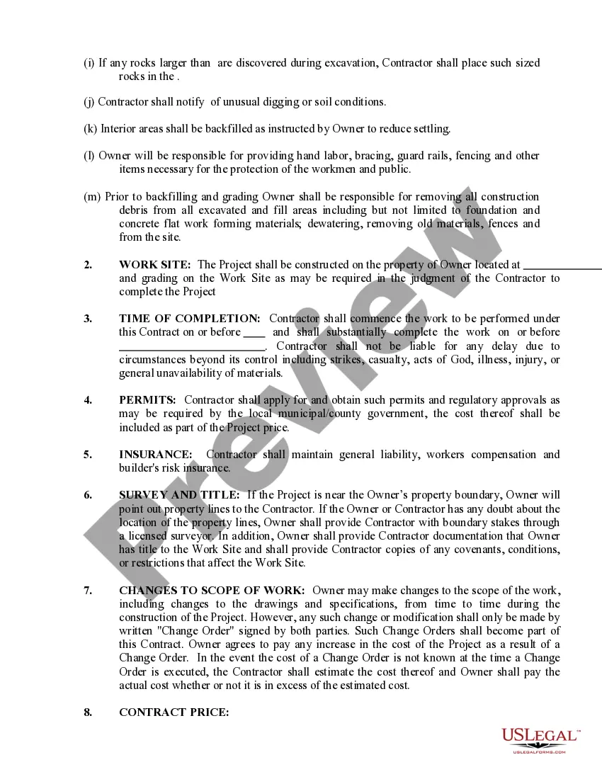 Preview Excavator Contract for Contractor
