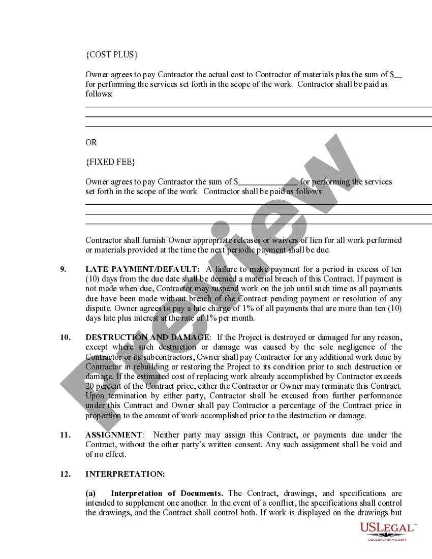 Preview Excavator Contract for Contractor