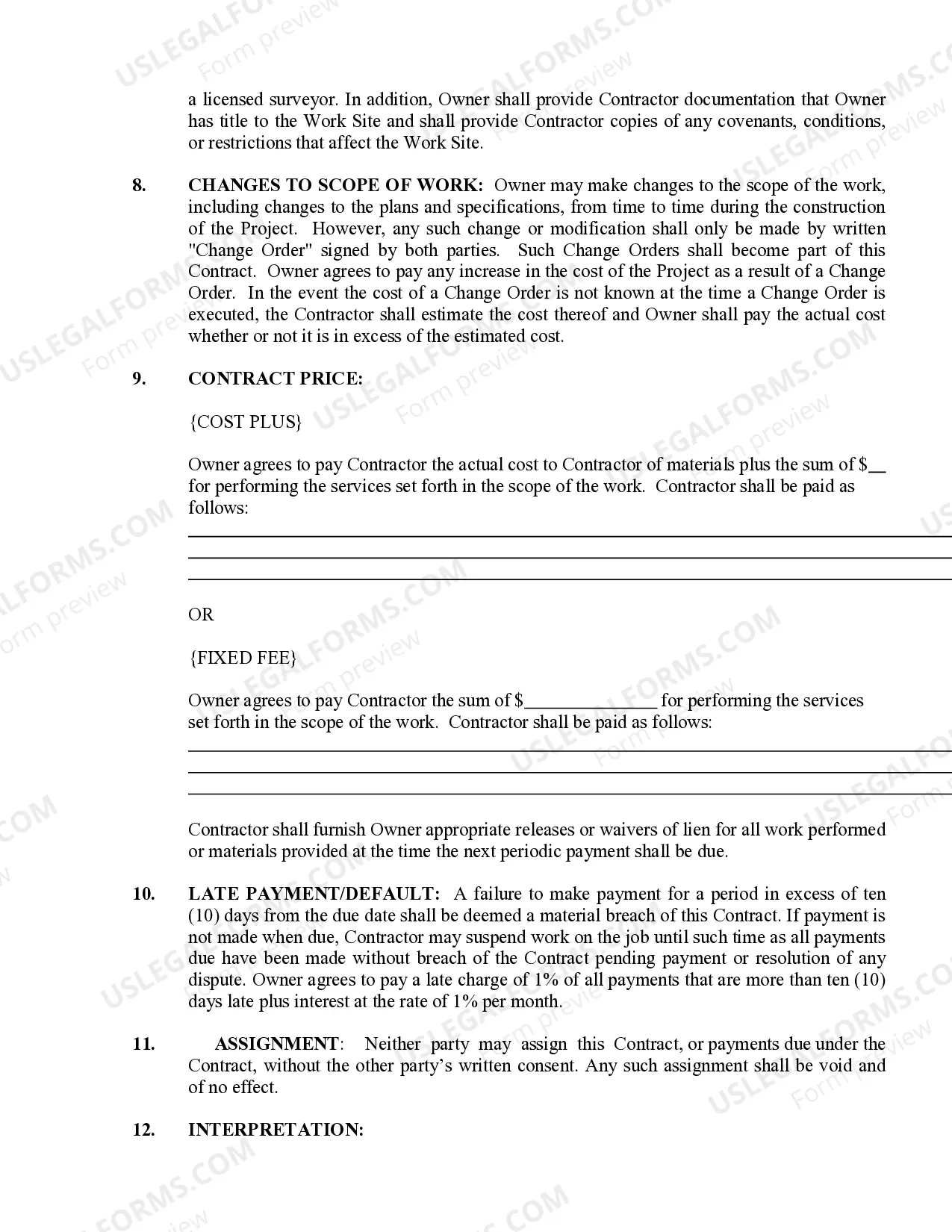 Preview Demolition Contract for Contractor