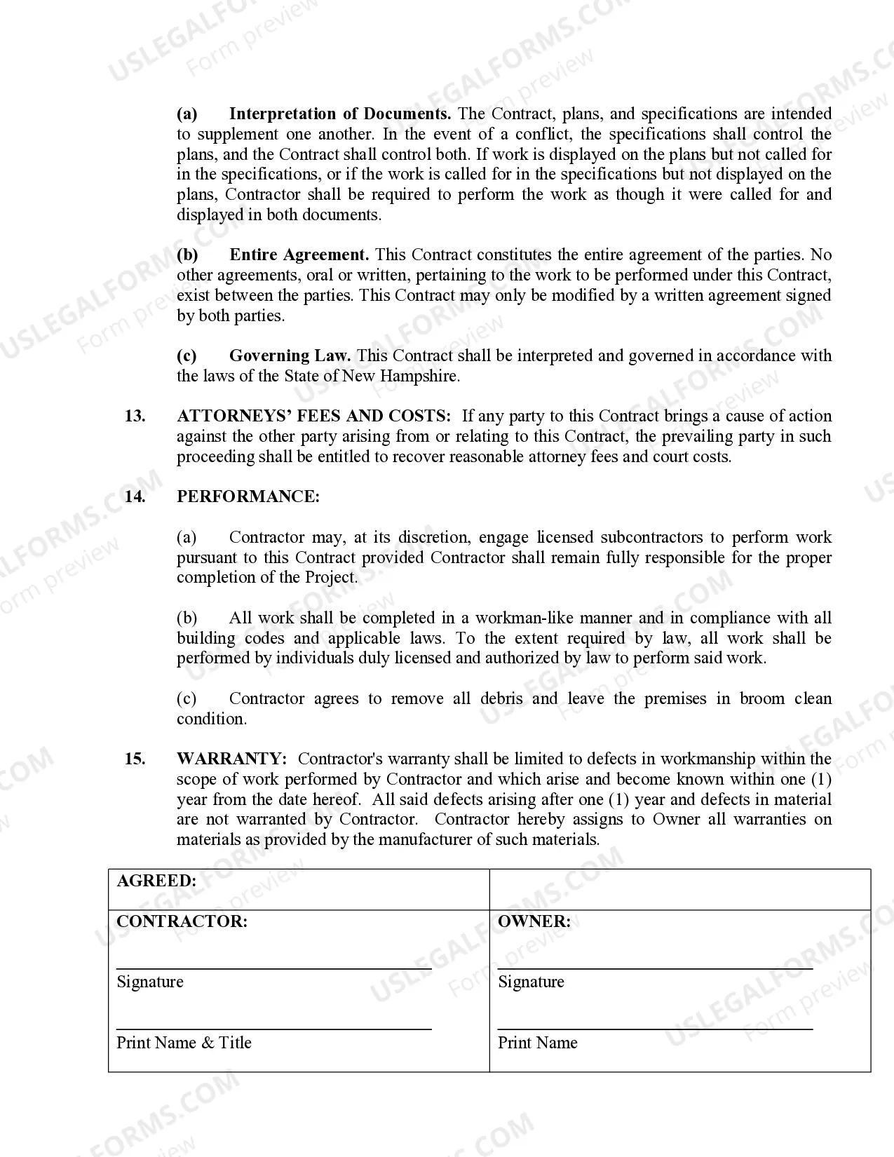 Preview Demolition Contract for Contractor