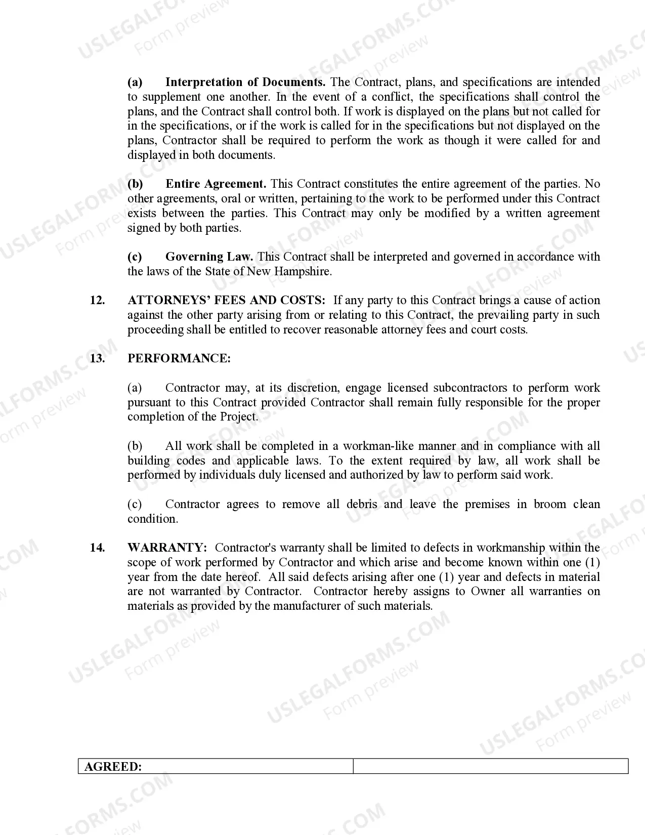 Preview Refrigeration Contract for Contractor