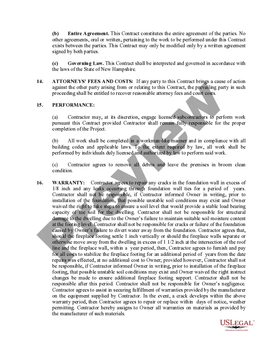 Preview Foundation Contract for Contractor