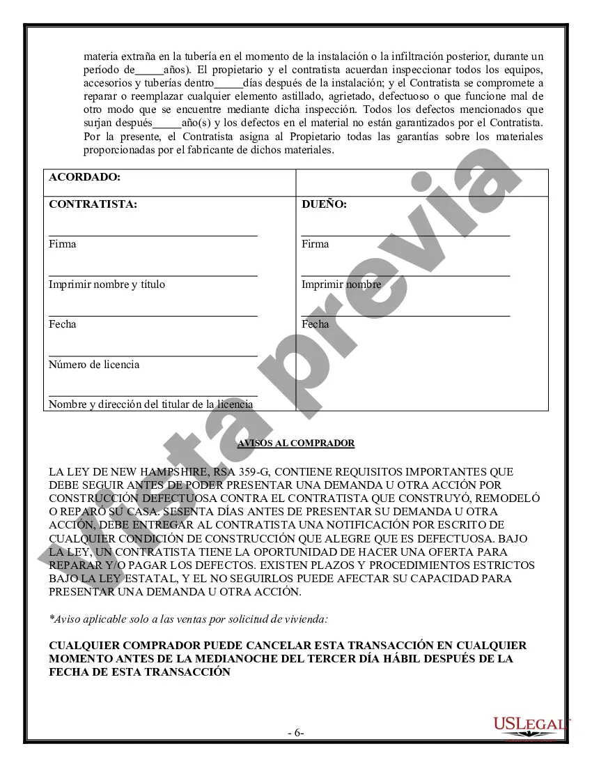 Preview Contrato de plomería para contratista