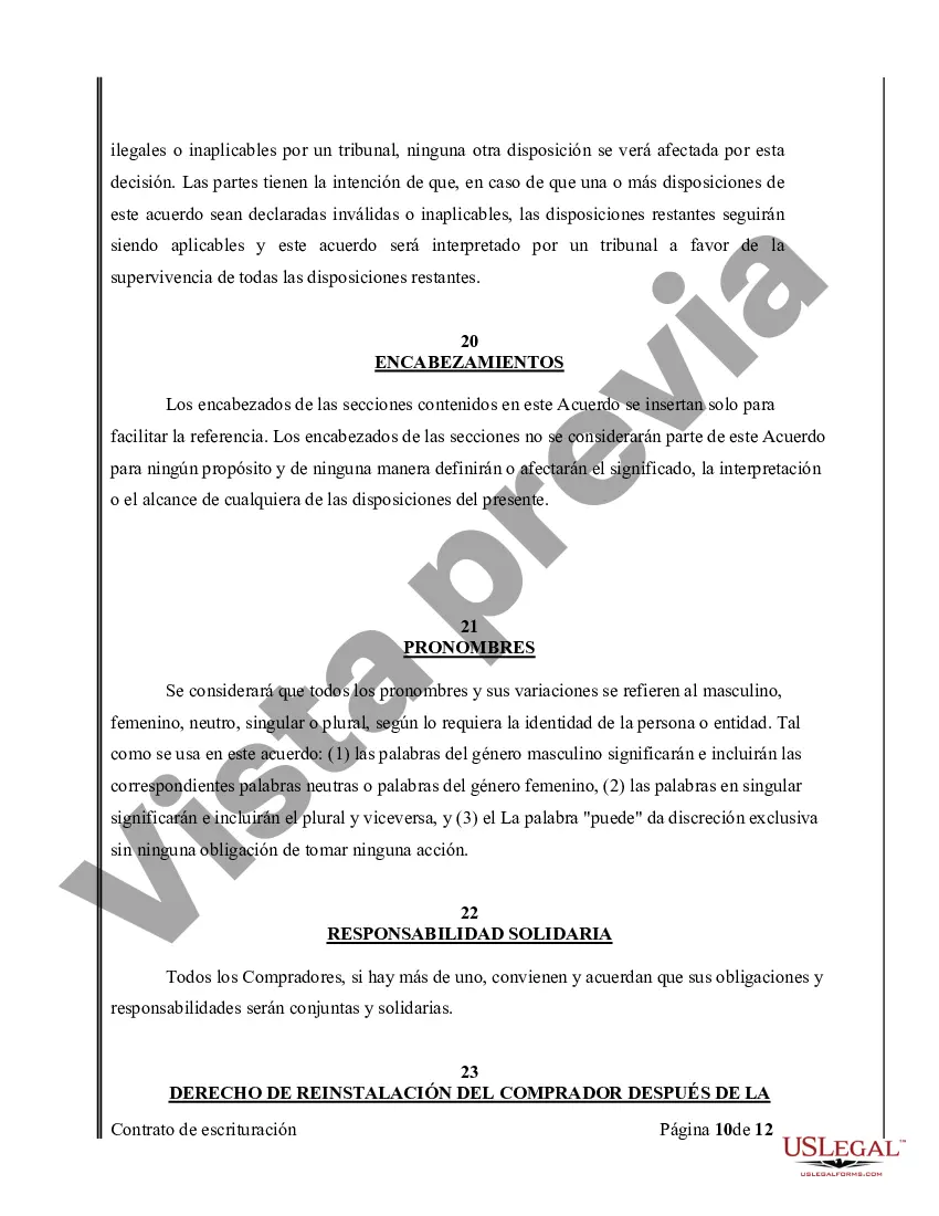 Preview Acuerdo o Contrato de Escritura de Venta y Compra de Bienes Raíces a/k/a Terreno o Contrato de Ejecución