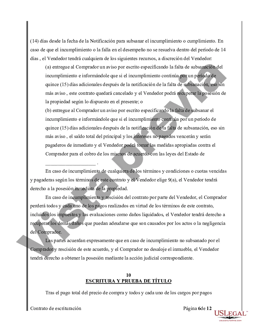 Preview Acuerdo o Contrato de Escritura de Venta y Compra de Bienes Raíces a/k/a Terreno o Contrato de Ejecución
