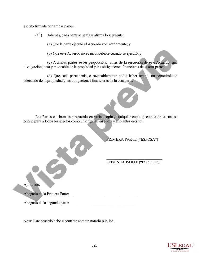 Preview Acuerdo prematrimonial prenupcial de New Hampshire sin estados financieros