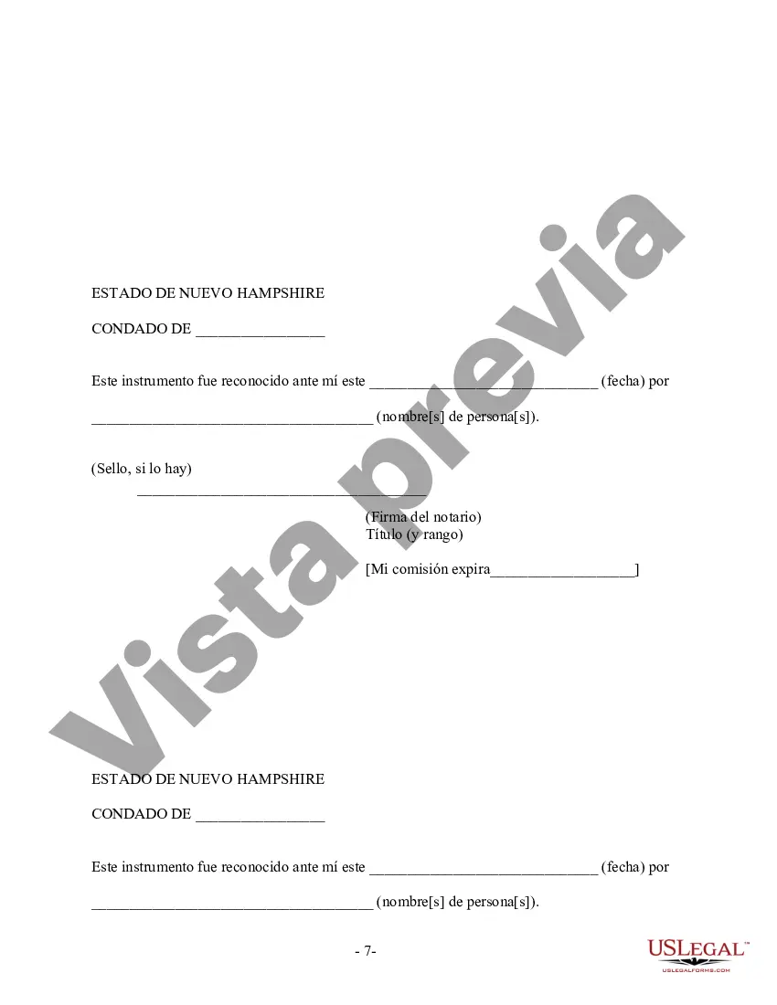 Preview Acuerdo prematrimonial prenupcial de New Hampshire sin estados financieros