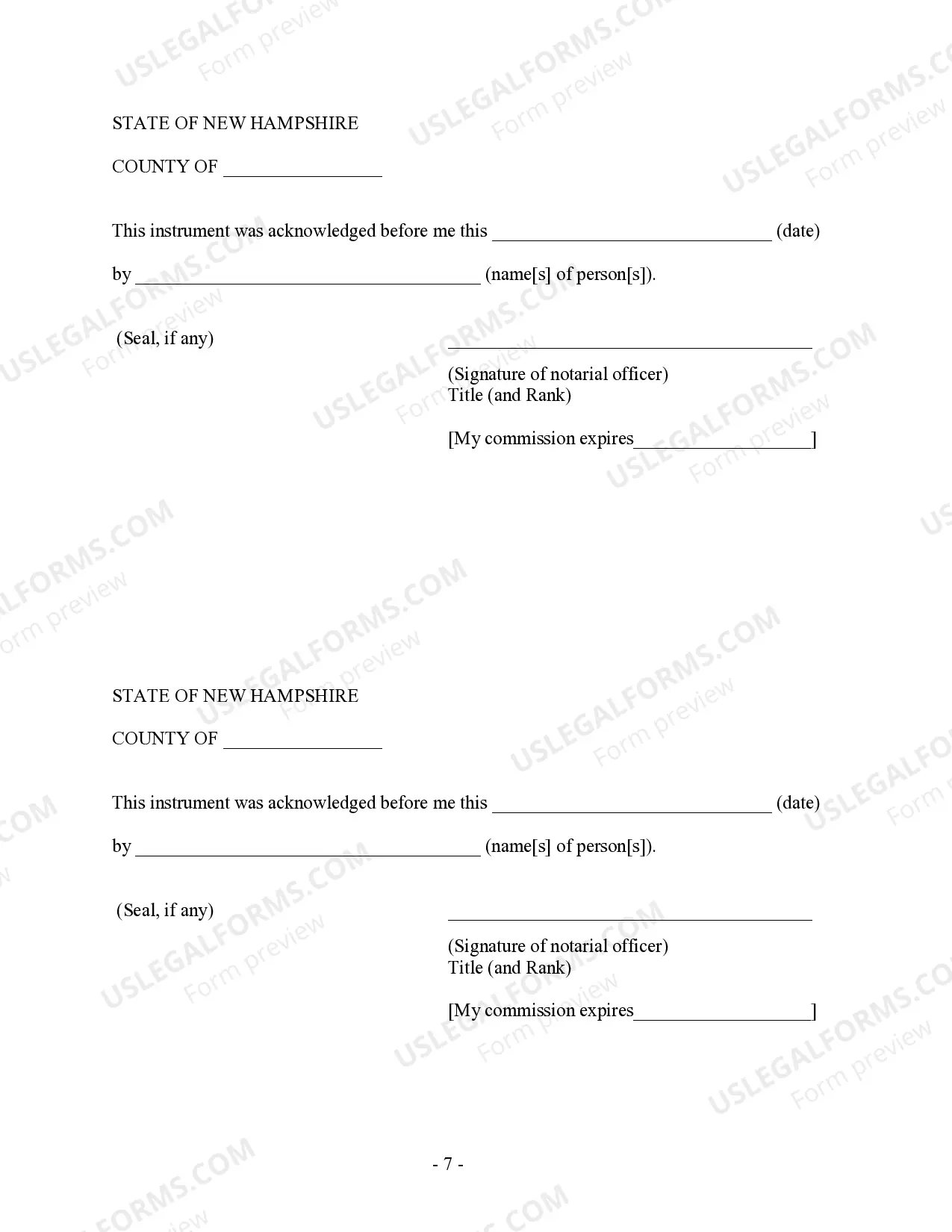 Preview New Hampshire Prenuptial Premarital Agreement without Financial Statements