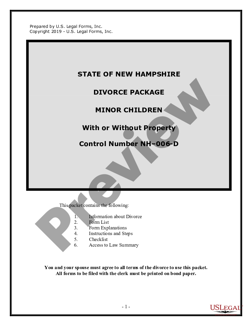 page 0 No-Fault Uncontested Agreed Divorce Package for Dissolution of Marriage with Minor Children and with or without Property and Debts preview