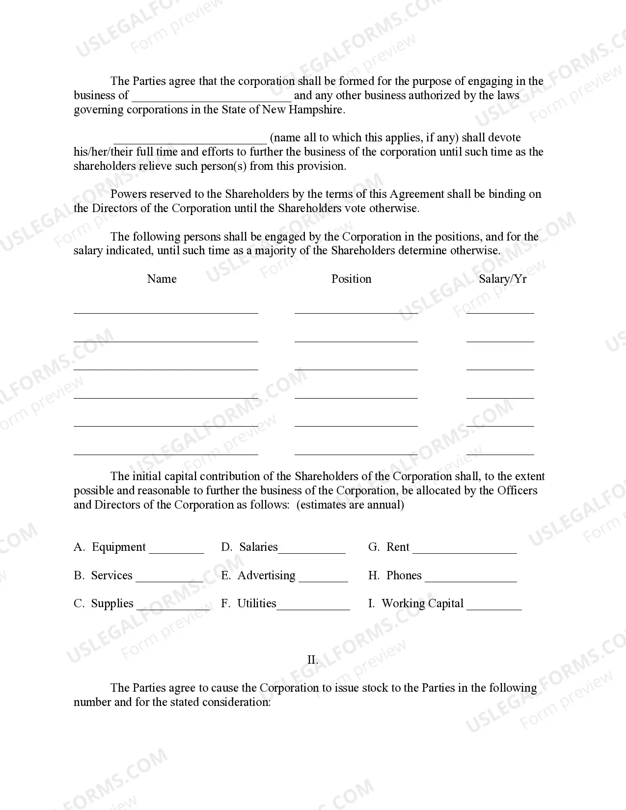 Preview New Hampshire Pre-Incorporation Agreement, Shareholders Agreement and Confidentiality Agreement