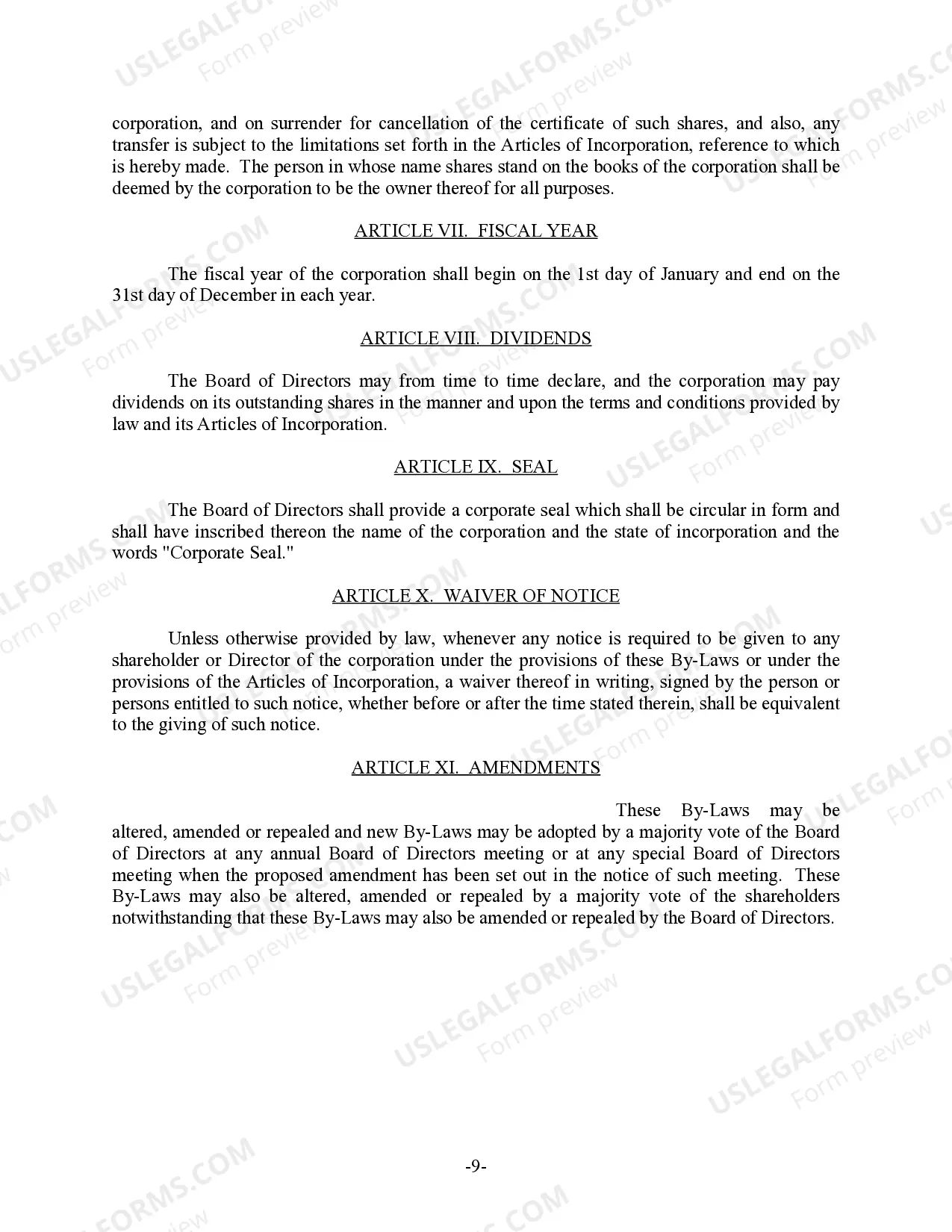 Preview New Hampshire Bylaws for Corporation