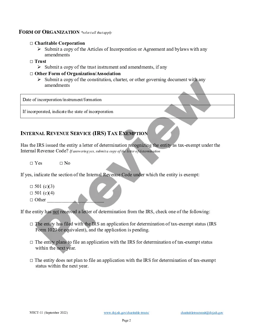 Get New Hampshire Articles of Agreement for Domestic Nonprofit Corporation Preview New Hampshire Articles of Agreement for Domestic Nonprofit Corporation