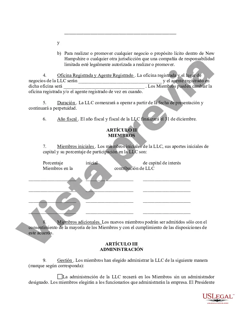 Preview Acuerdo Operativo de Sociedad de Responsabilidad Limitada LLC